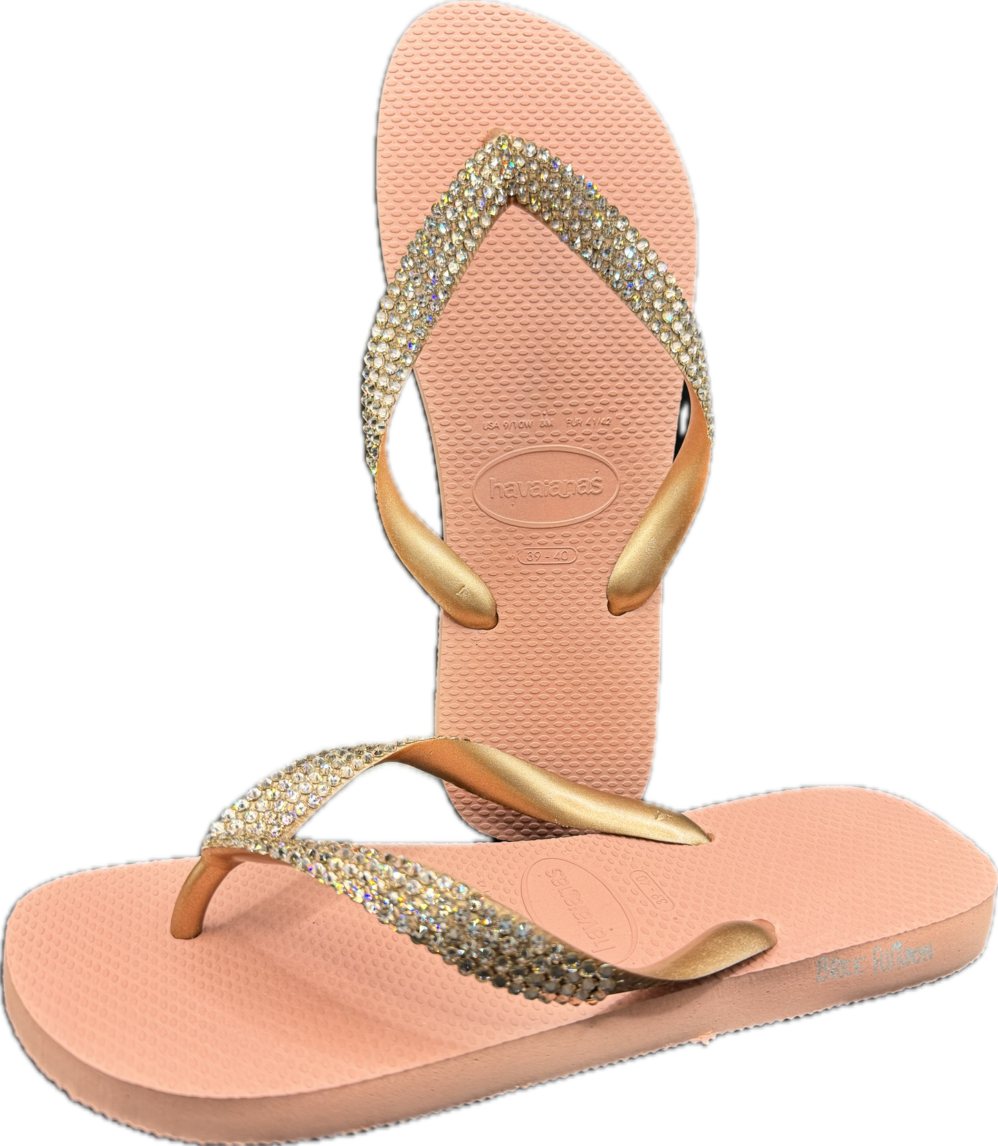 Top Rose Nude Flip Flops | Vintage Rose Crystals