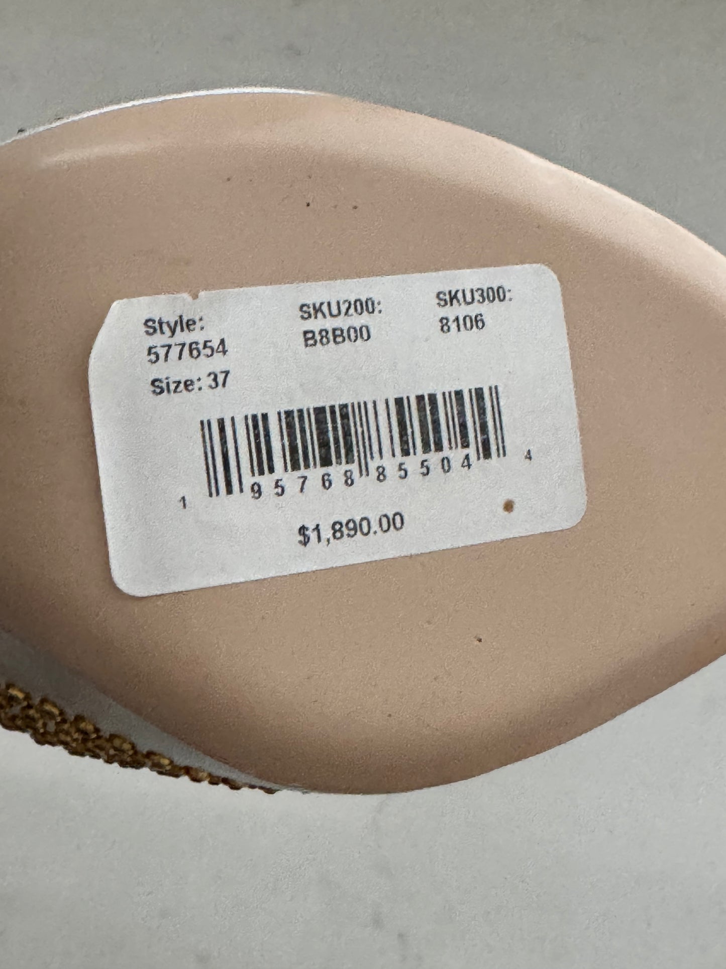 GUCCI Women Nappa Silk Sliver SIZE: 37 (New)