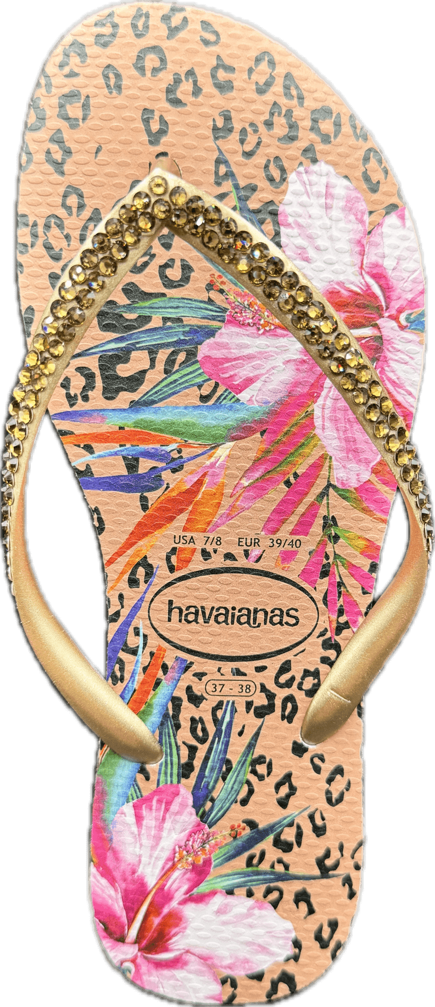 Slim Animal Brown Flip Flops | Smoked Topaz Crystals