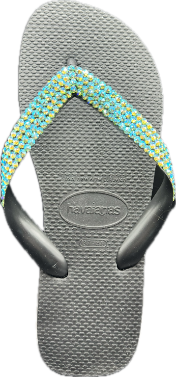 Top Black Flip Flops | Peridot Shimmer Crystals