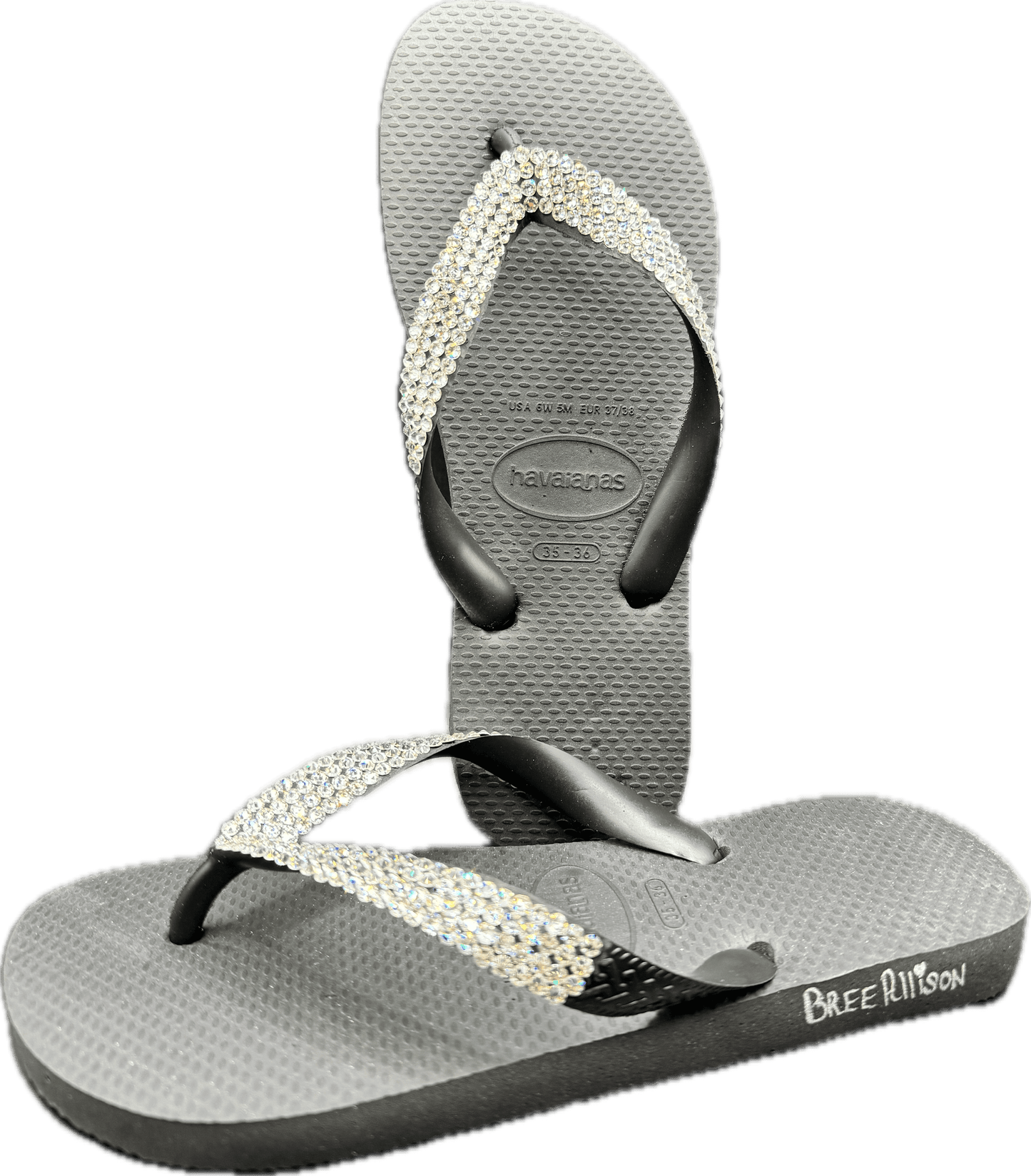 Top Black Flip Flops | Crystal Crystals