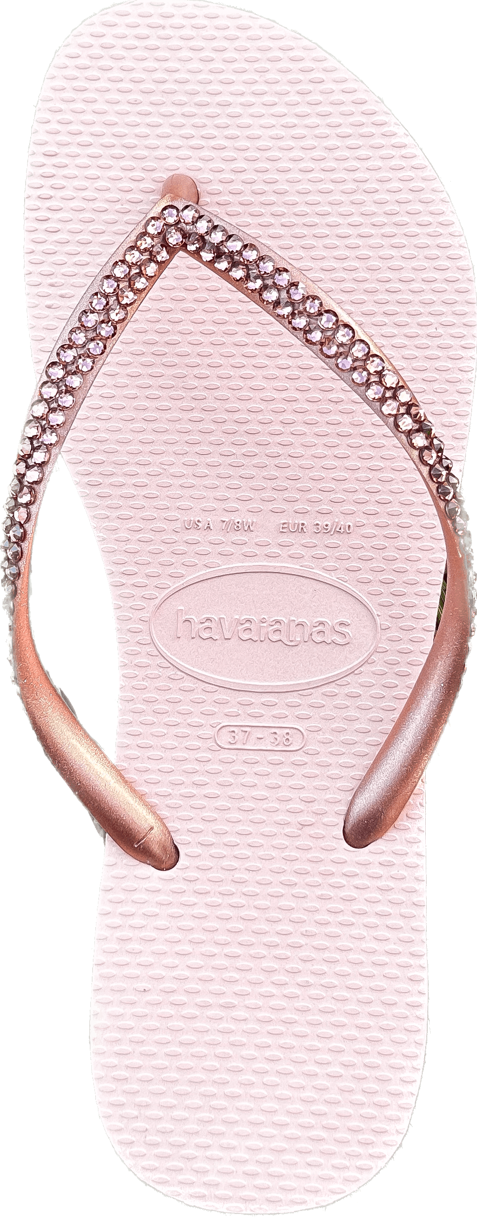Slim Ballet Rose Flip Flops | Light Peach Crystals