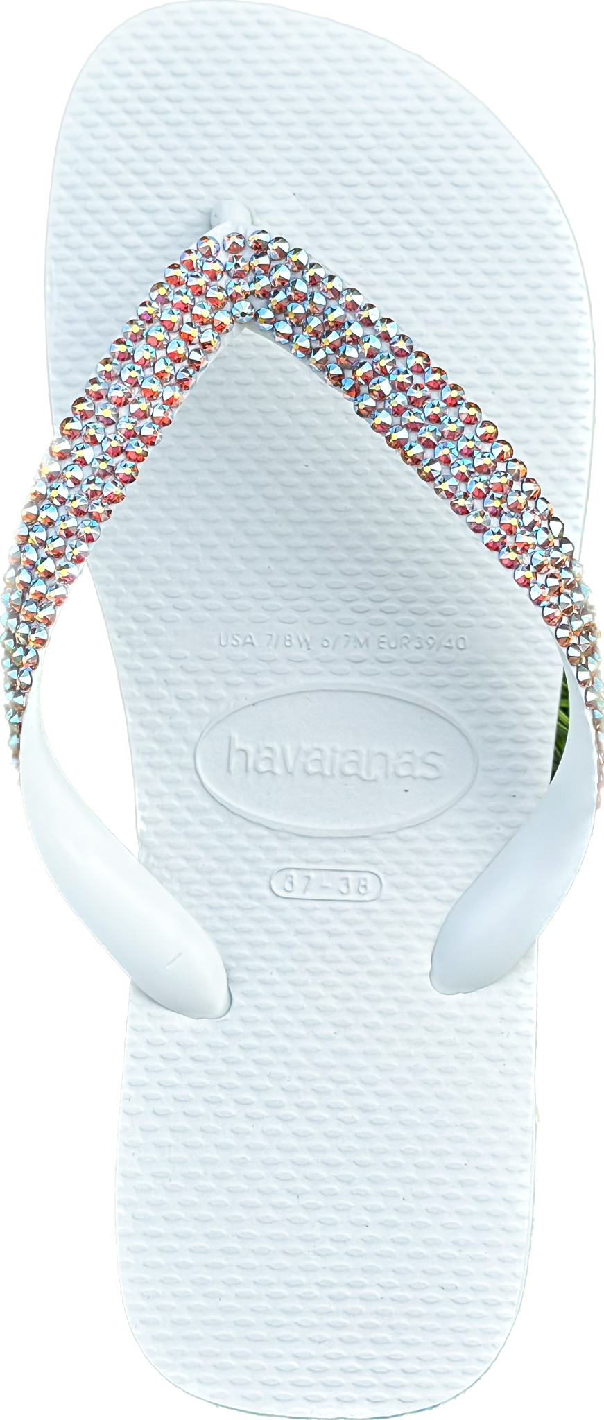 Top White Flip Flops | Light Colorado Topaz AB Crystals