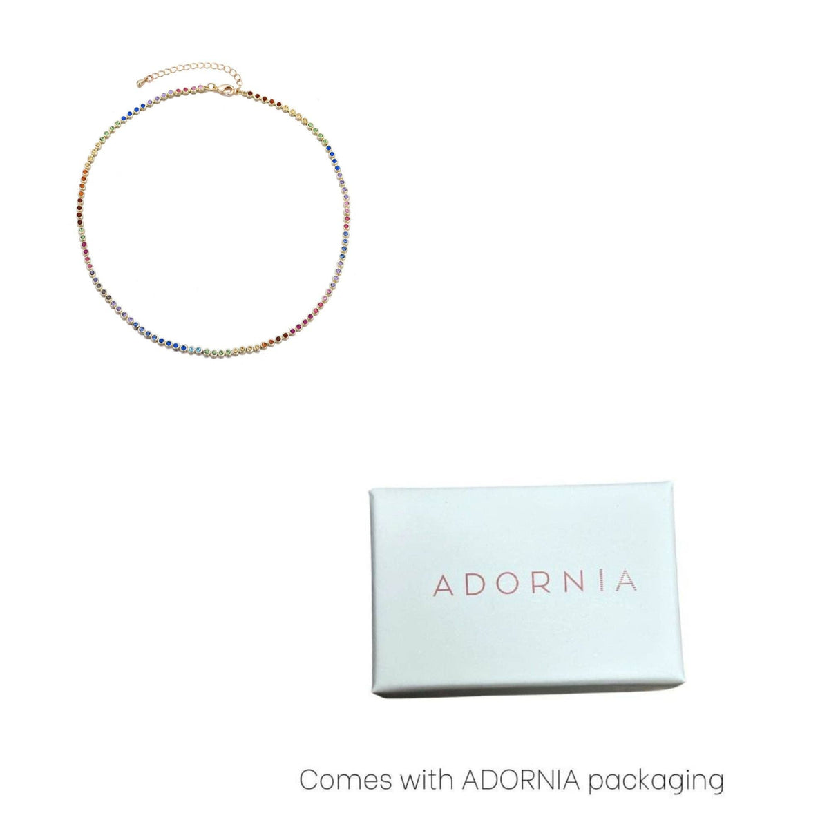 14k Gold Plated Rainbow Tennis Necklace