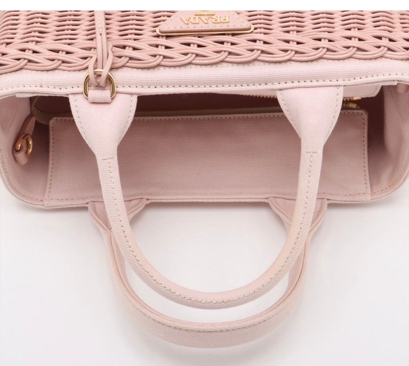 Prada Pink Wicker Tote Bag with Shoulder Strap | Brand New with COA & Prada Card