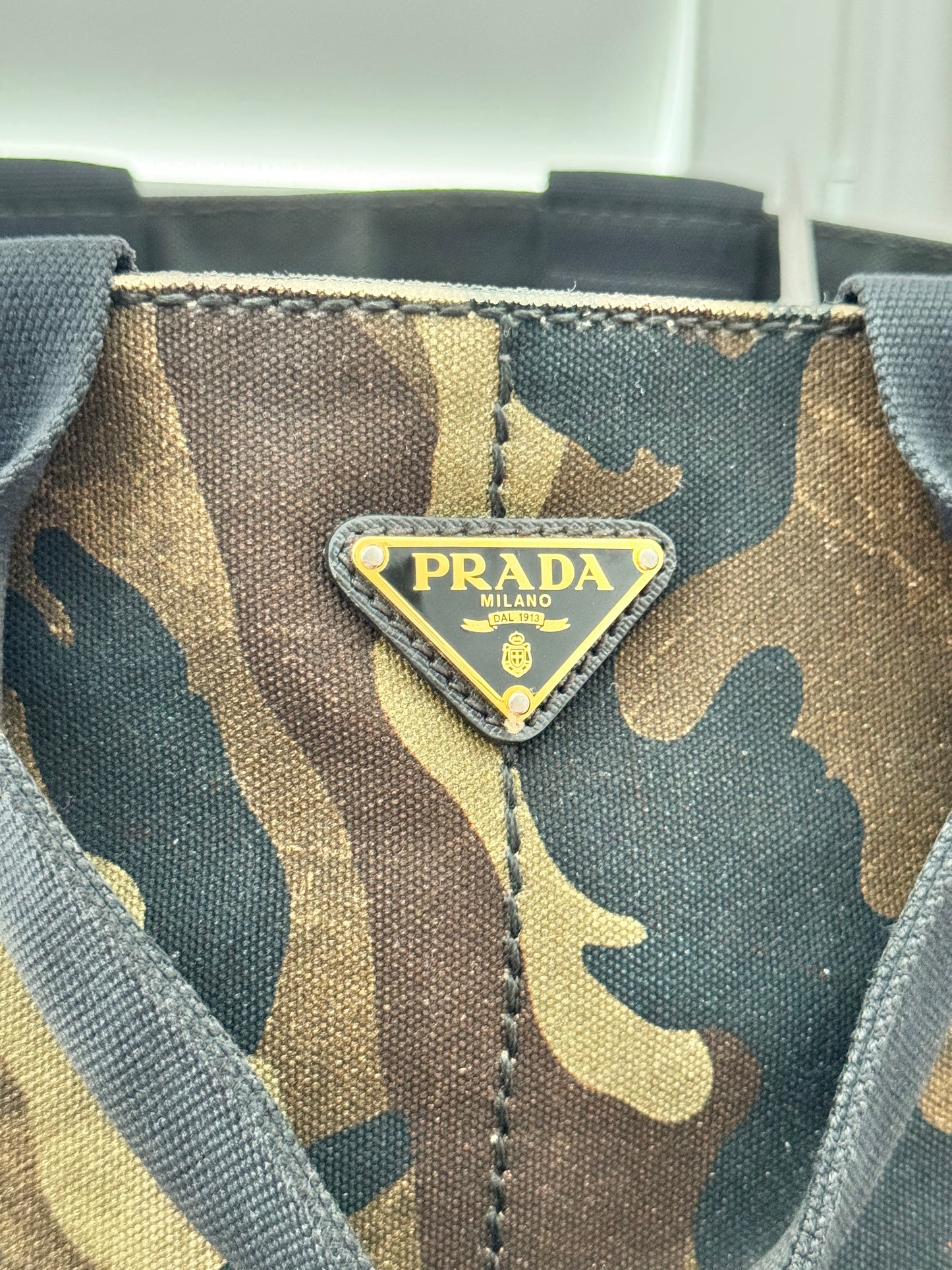 PRADA-Logo Camouflage Canapa Canvas Large Tote-Bag (Pre-Loved)