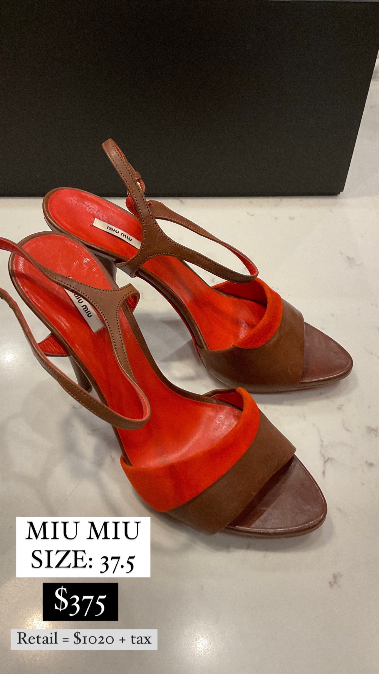 MIU MIU - Brown Leather/Red Suede Pump Size: 37.5 (Pre-Loved)