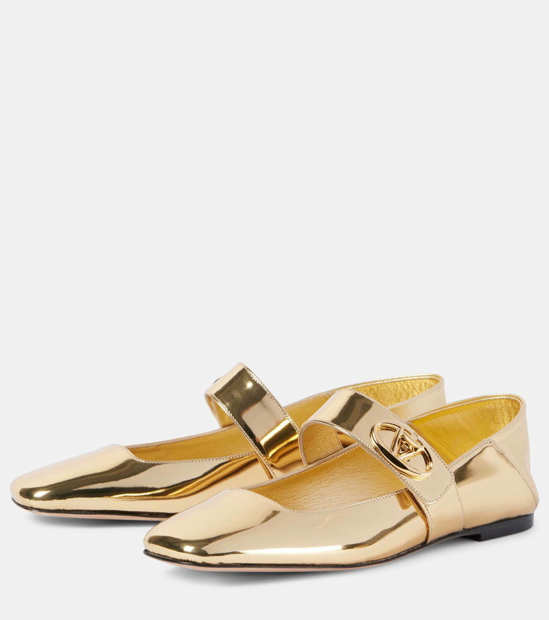 Valentino Garavani VLogo Locker Mary Jane Ballet Flats NIB Authentic Luxury Designer Shoes Size: 37