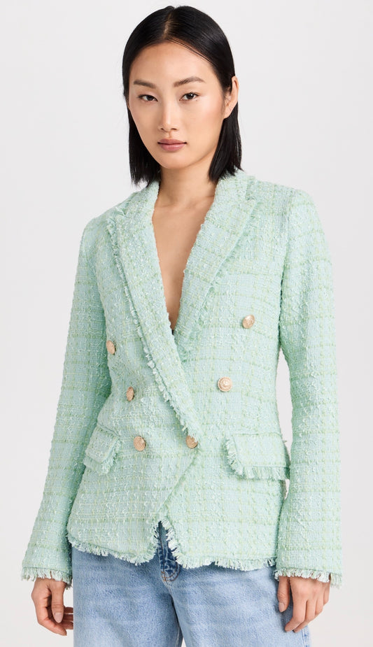 L'AGENCE Kenzie Fringe-trim Blazer In Multi Size: 14 (New)