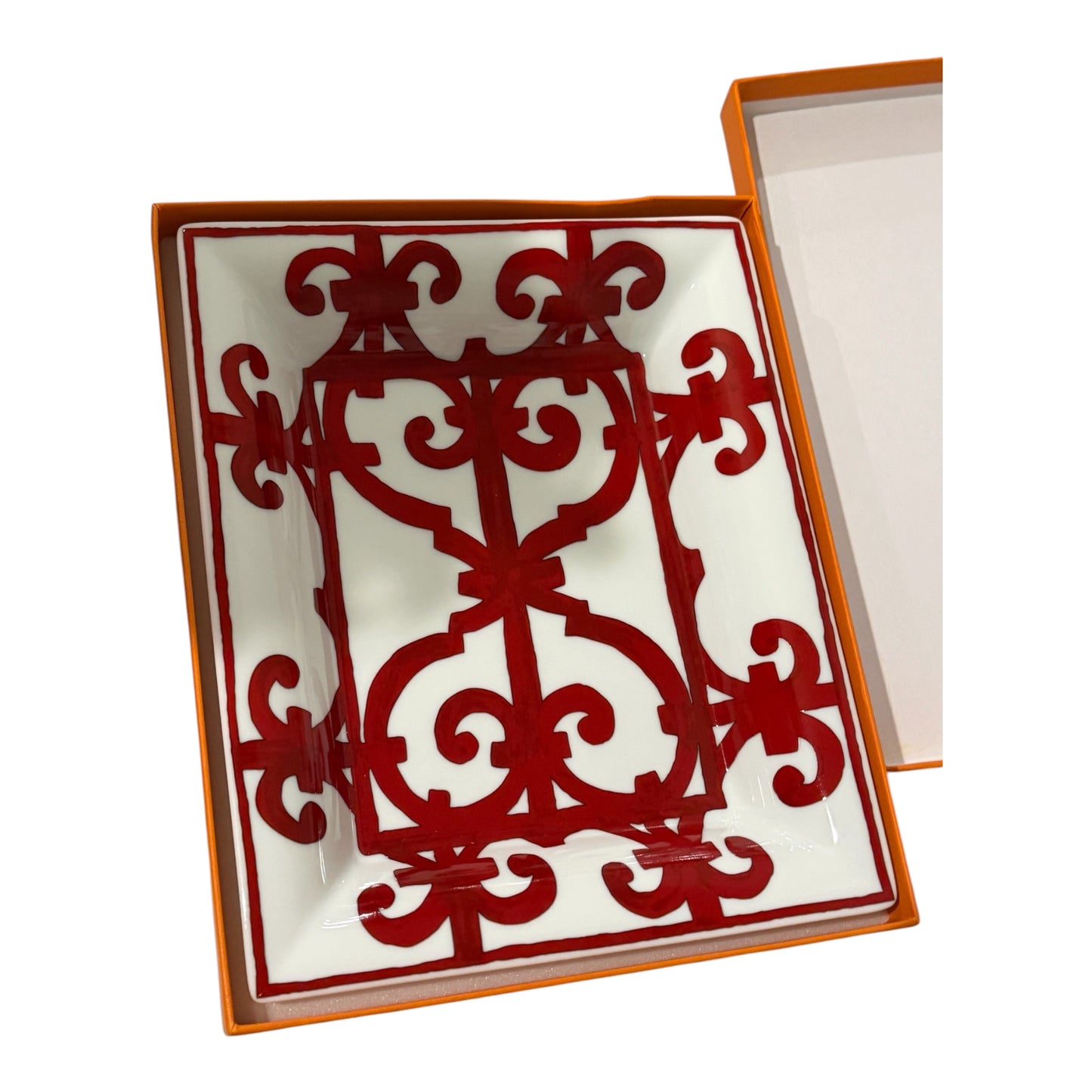 Hermès Balcon du Guadalquivir Porcelain Change Tray – Rouge | New in Box with Ribbon