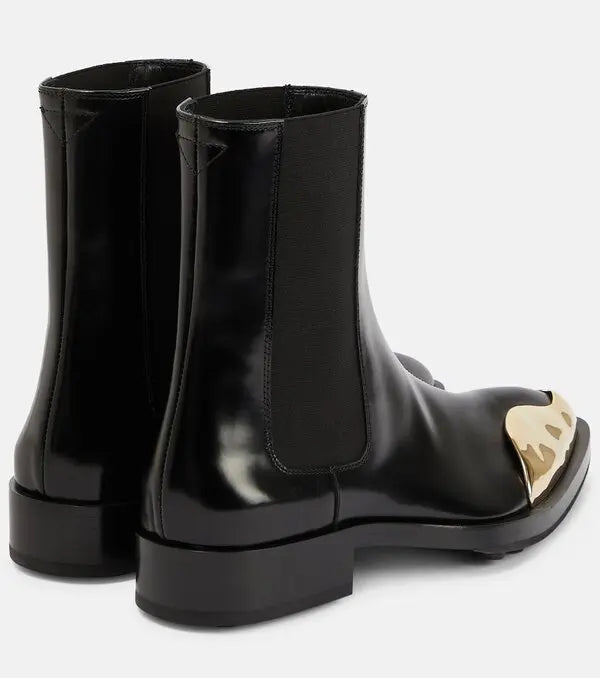 Jil Sander Runway Gold Toe Leather Chelsea Boots – Black, Size 36