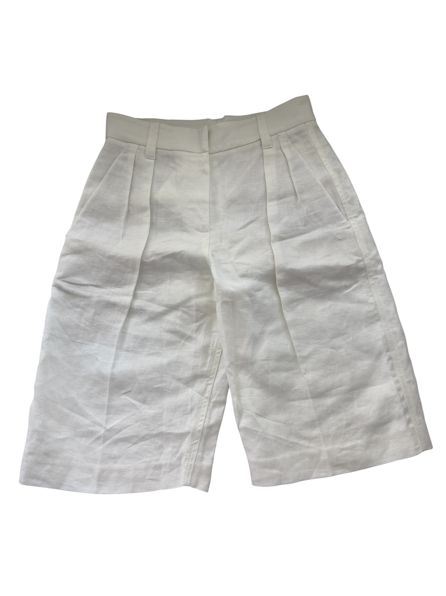 Brunello Cucinelli White Linen Tailored Bermuda Shorts Size: 38