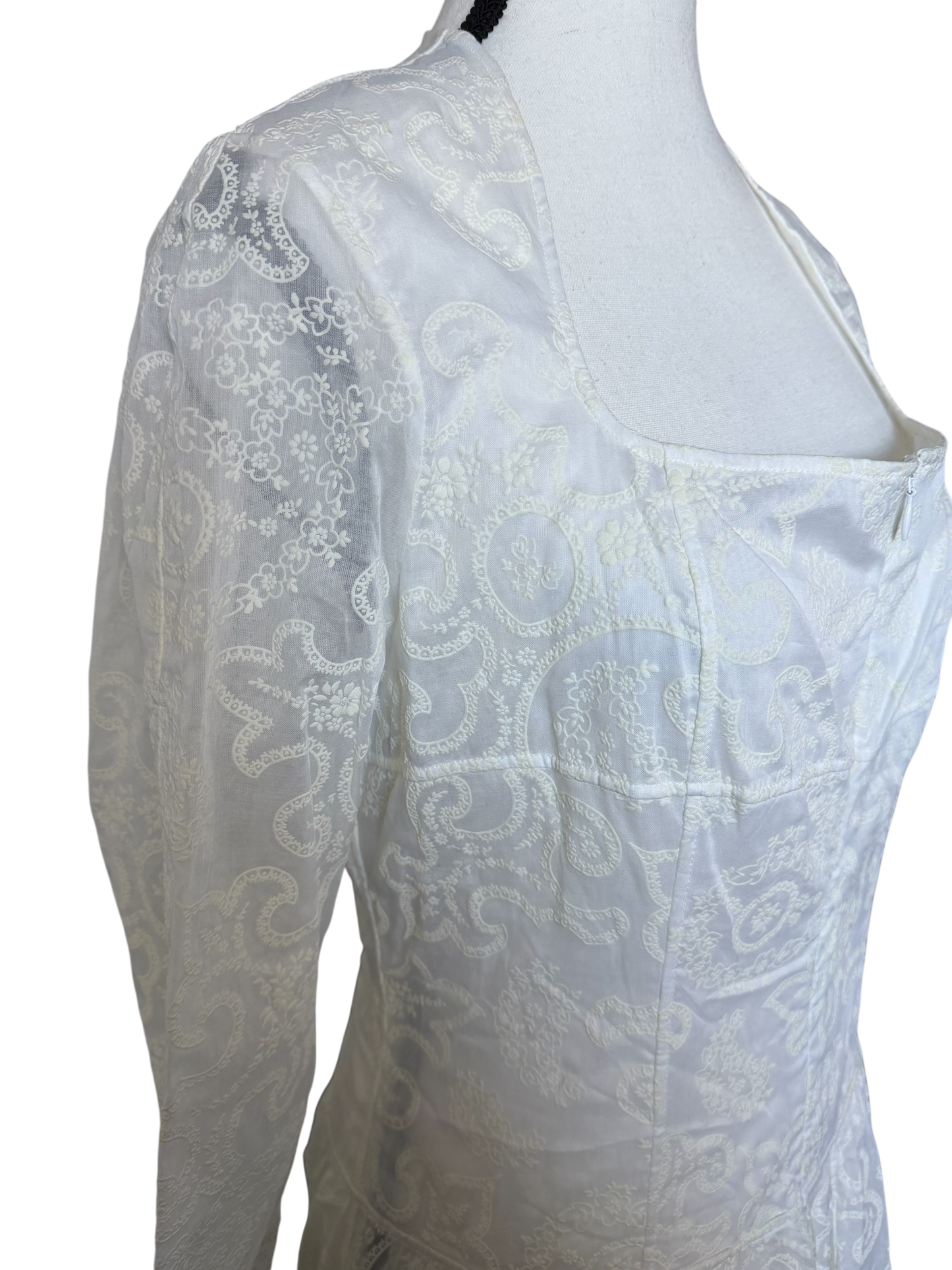 Alaïa White Embroidered Voile Paisley Maxi Dress IT 42 (US 6–8) NWT – Made in Italy