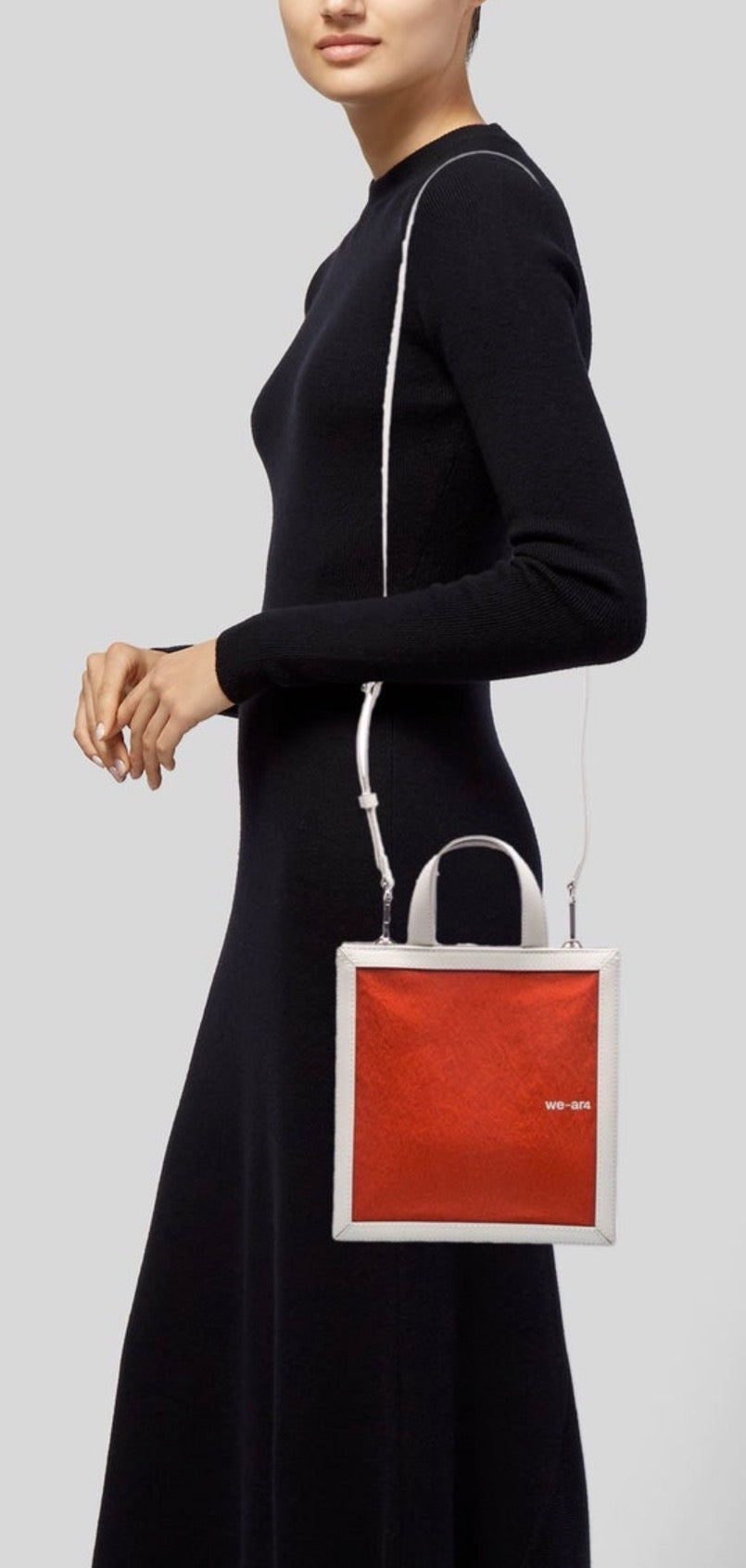 we-ar4 Orange & White Structured Crossbody Tote Bag | Minimalist Luxury Convertible Handbag | New
