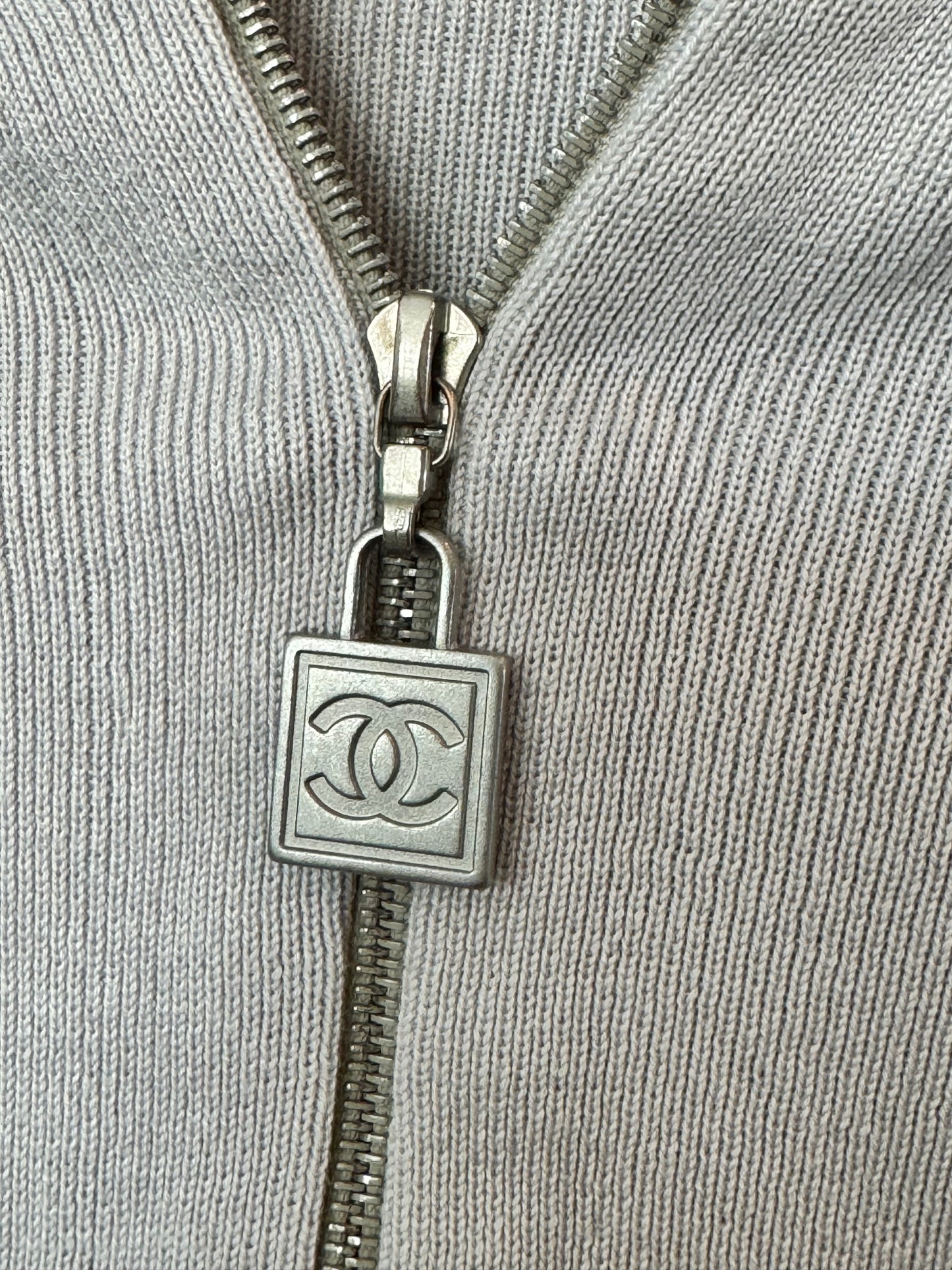 Chanel 04P Sport Line Gray Zip Up Hoodie - Size: 34