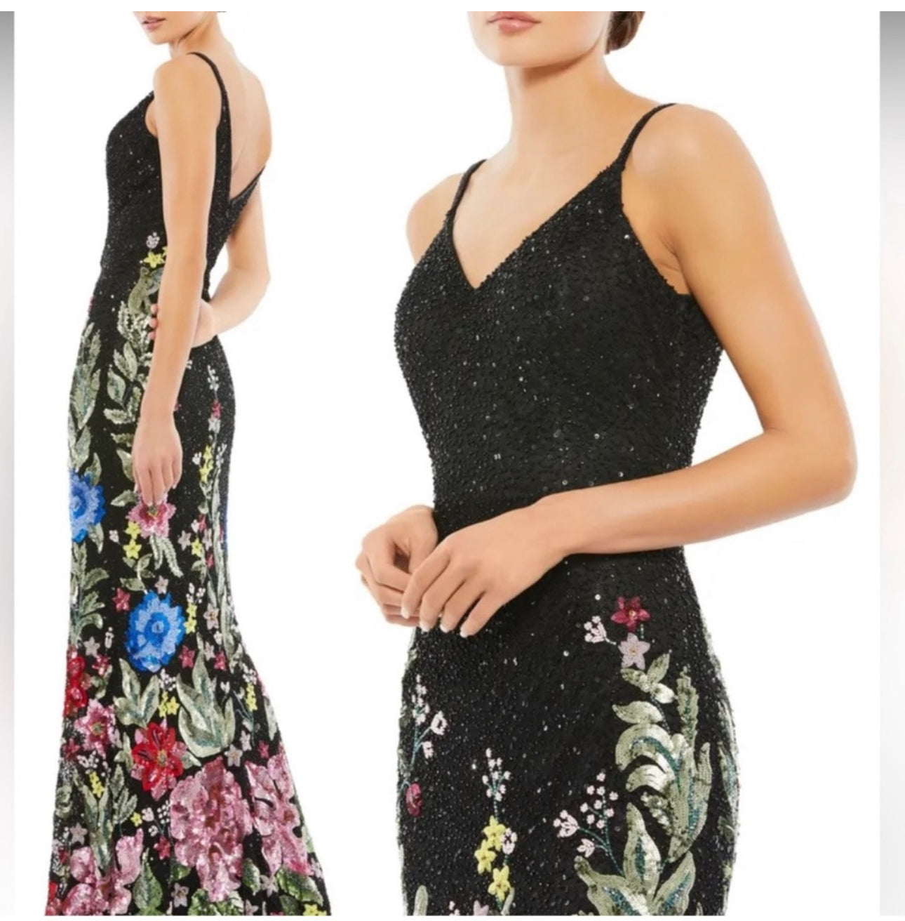 Mac Duggal Sequins Floral Gown (New) Size: 12