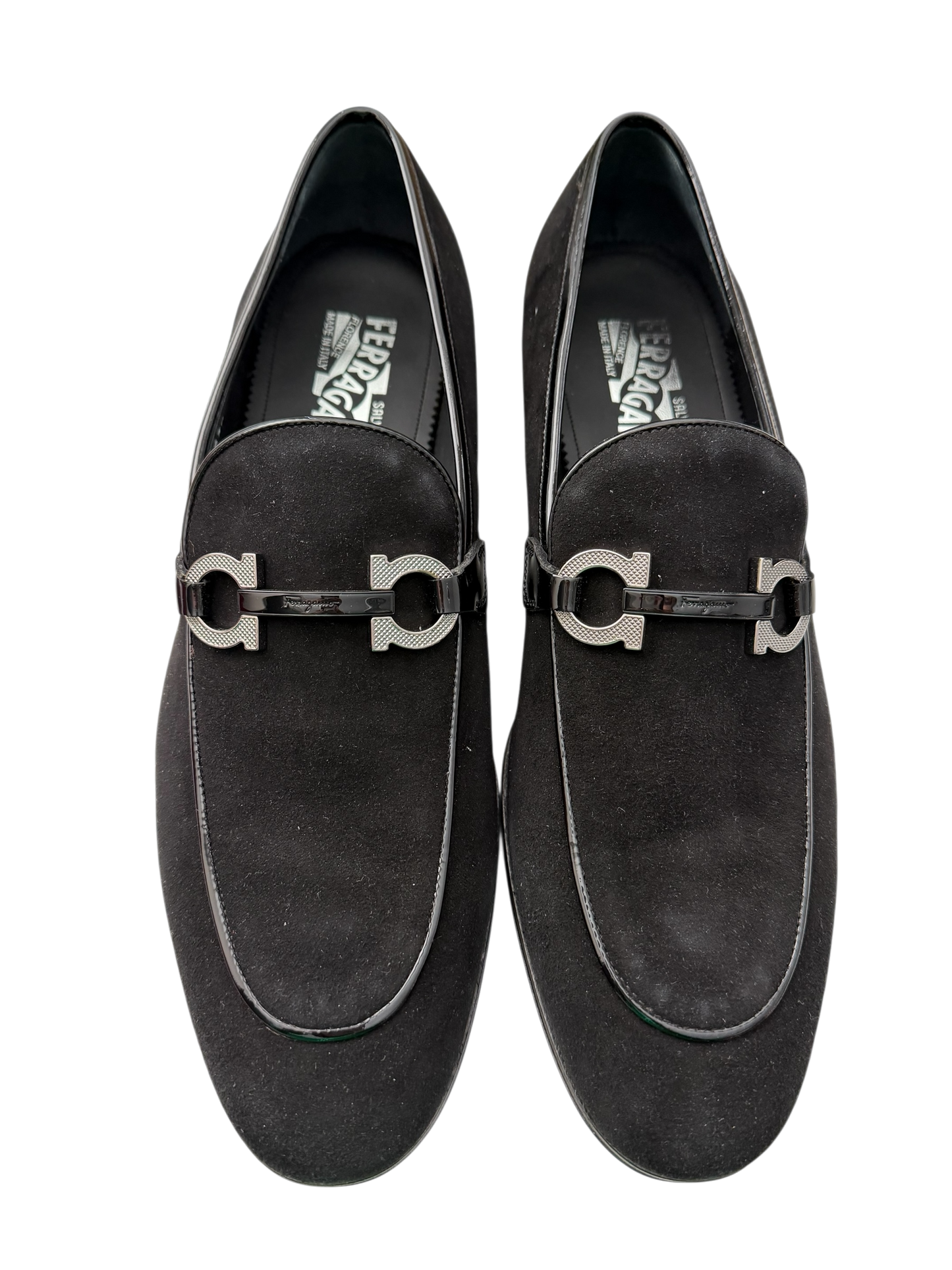 Salvatore Ferragamo Gancini Suede Loafers – Black | Made in Italy | Size 10 (New)