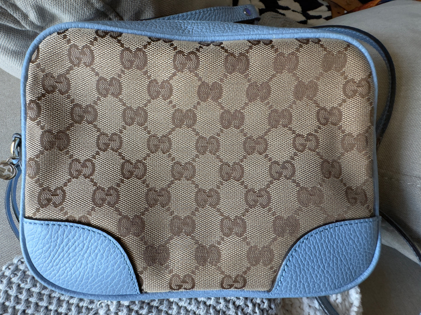 GUCCI Blue Original GG Canvas Bree Crossbody