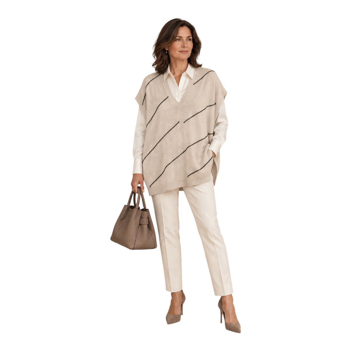 Brunello Cucinelli Monili 100% Cashmere Poncho Sweater Vest – XXL