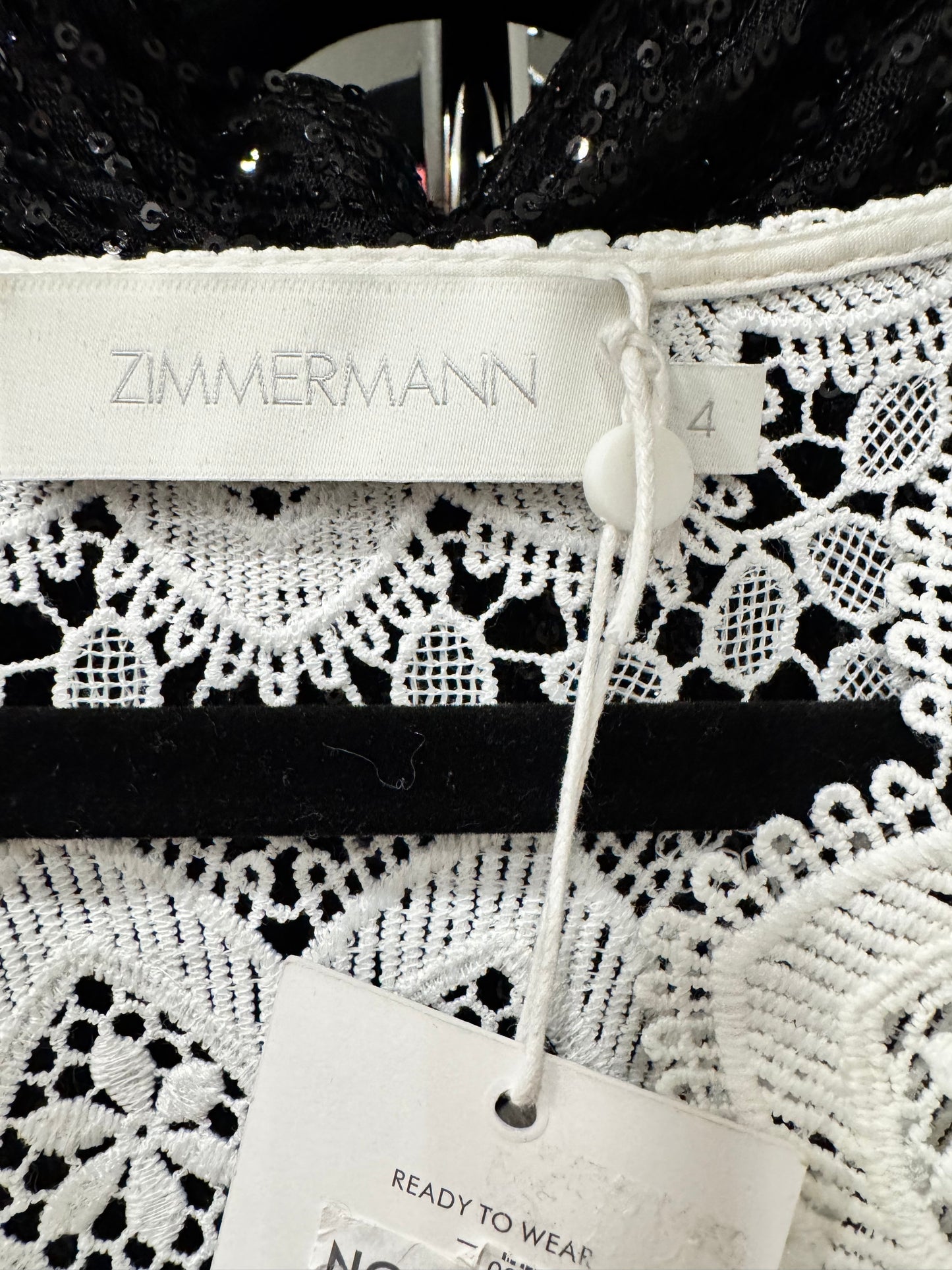 ZIMMERMAN Chintz Doily Long Sleeve High-Low Lace Dress Size: 4 US 10-12 (New)