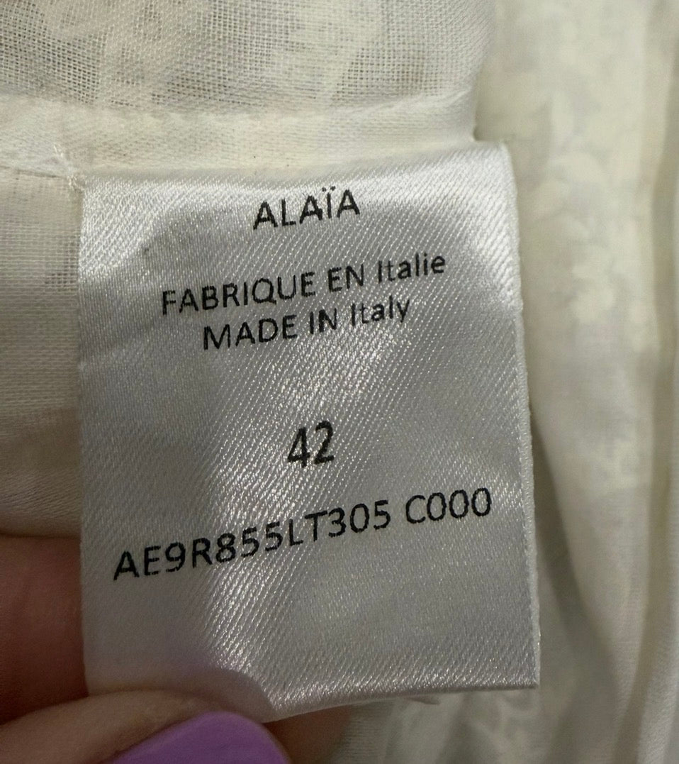 Alaïa White Embroidered Voile Paisley Maxi Dress IT 42 (US 6–8) NWT – Made in Italy