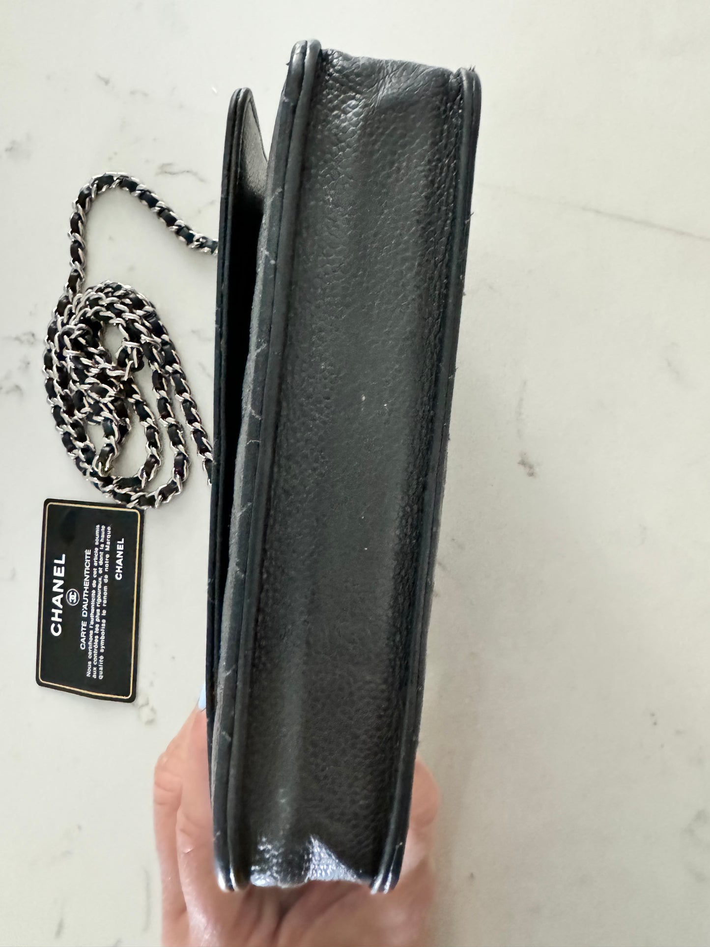 CHANEL Black Caviar Wallet on Chain - WOC (Pre-Loved)