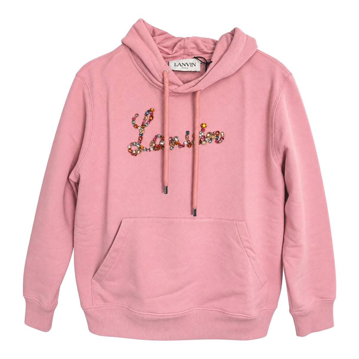 Lanvin Pink Jeweled Logo Hoodie | Size Medium | NWT | $1150