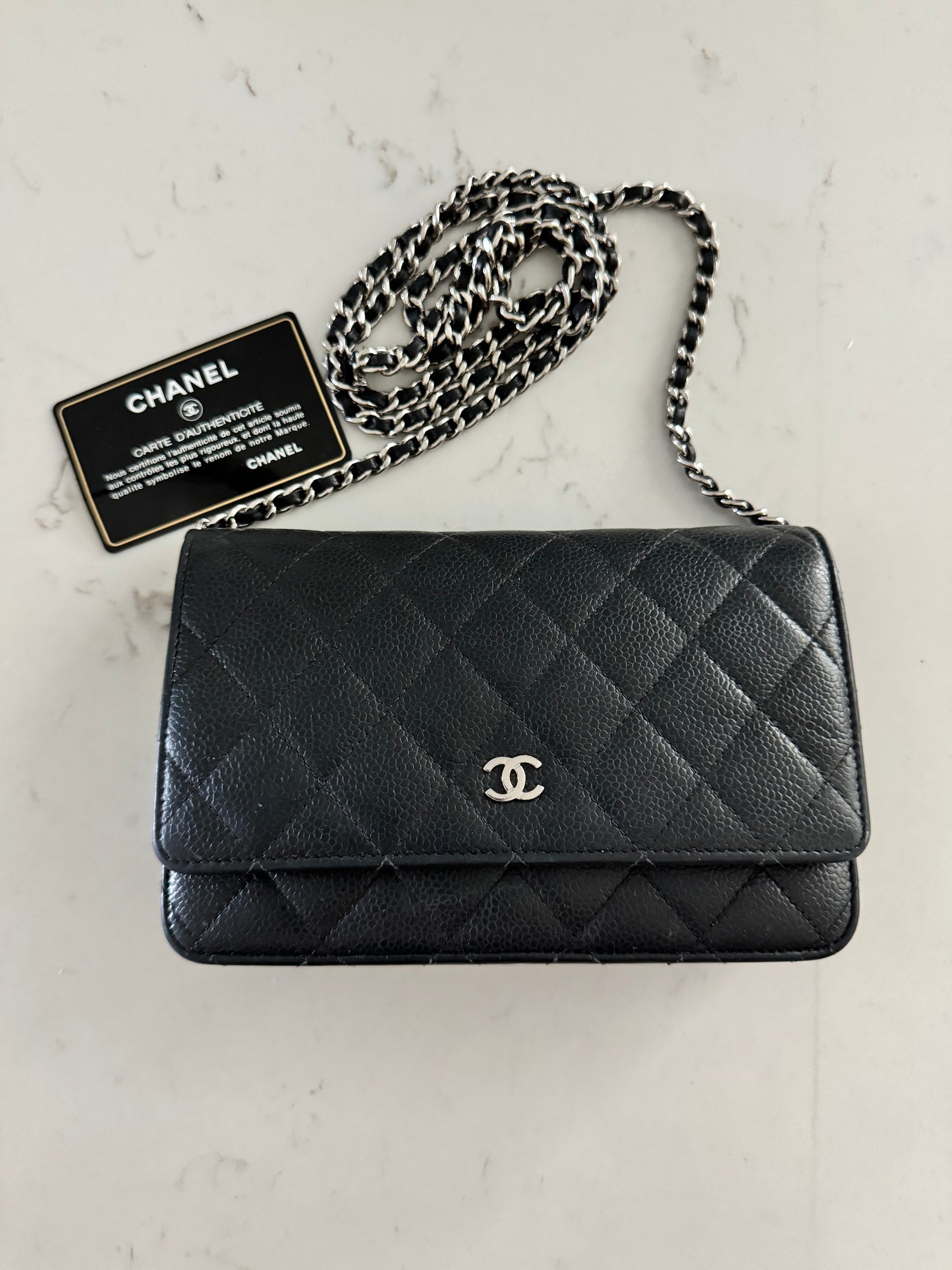 CHANEL Black Caviar Wallet on Chain - WOC (Pre-Loved)