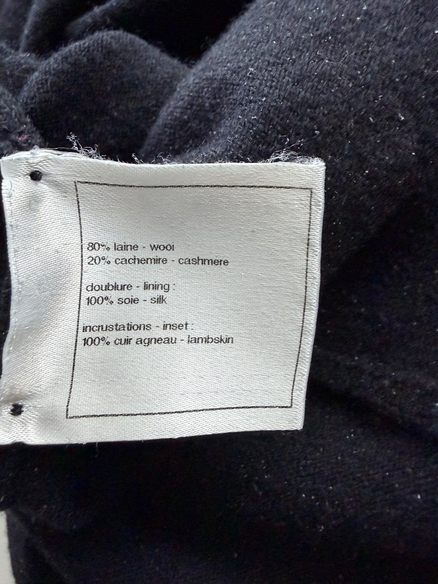 Chanel Vintage 2014 Wool|Cashmere Dress with Quilted Lambskin Leather Trim | Black | FR 40 | US 8