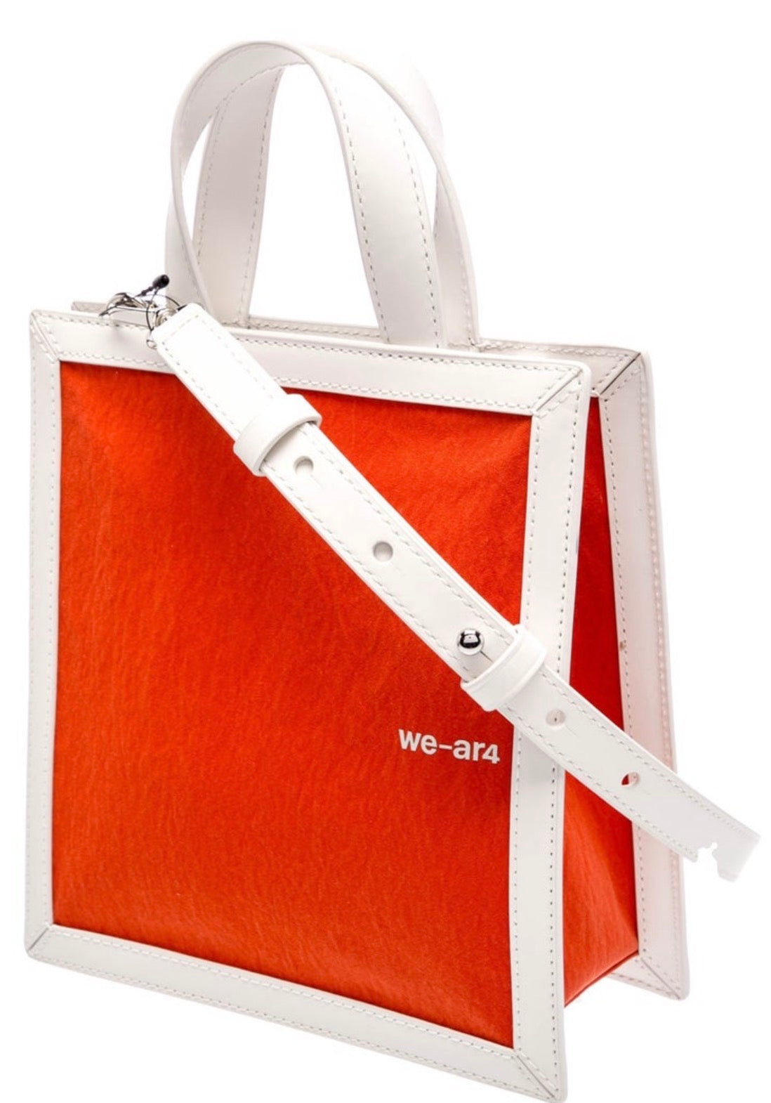 we-ar4 Orange & White Structured Crossbody Tote Bag | Minimalist Luxury Convertible Handbag | New