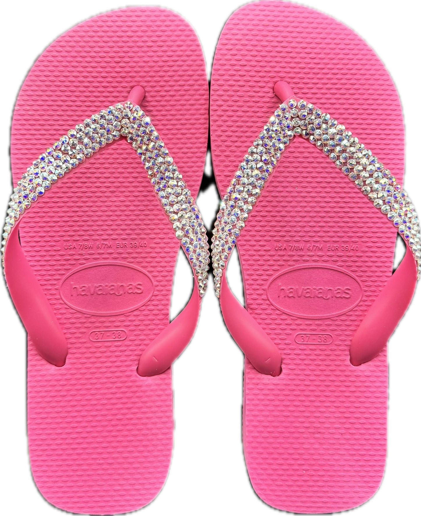 Top Pink Flip Flops | Crystal AB Crystals