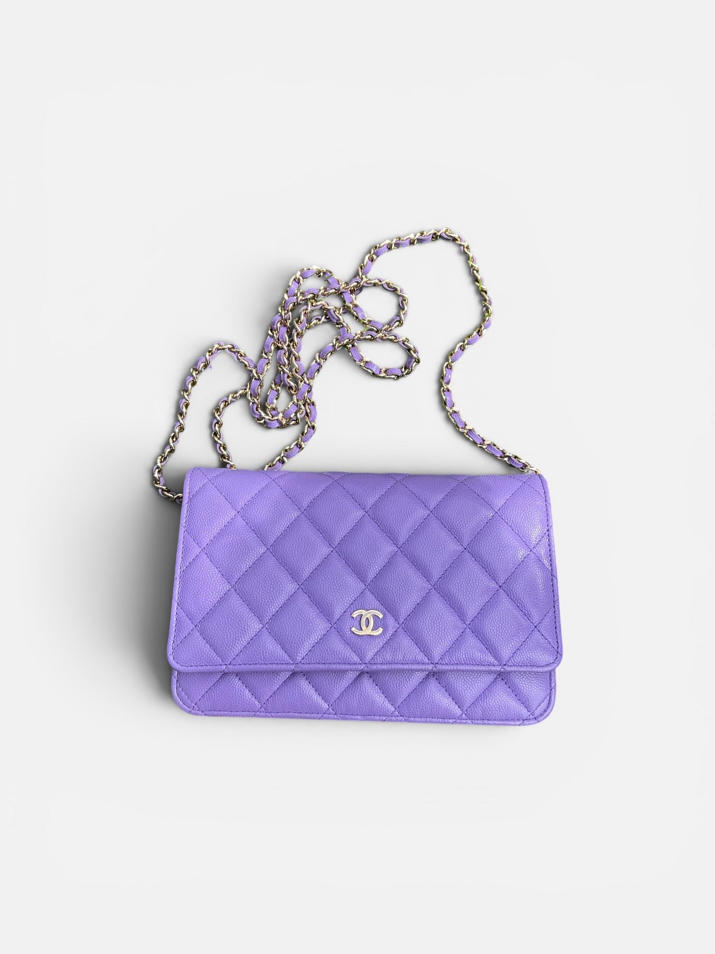 CHANEL Lavender Caviar Classic Wallet on Chain (WOC)