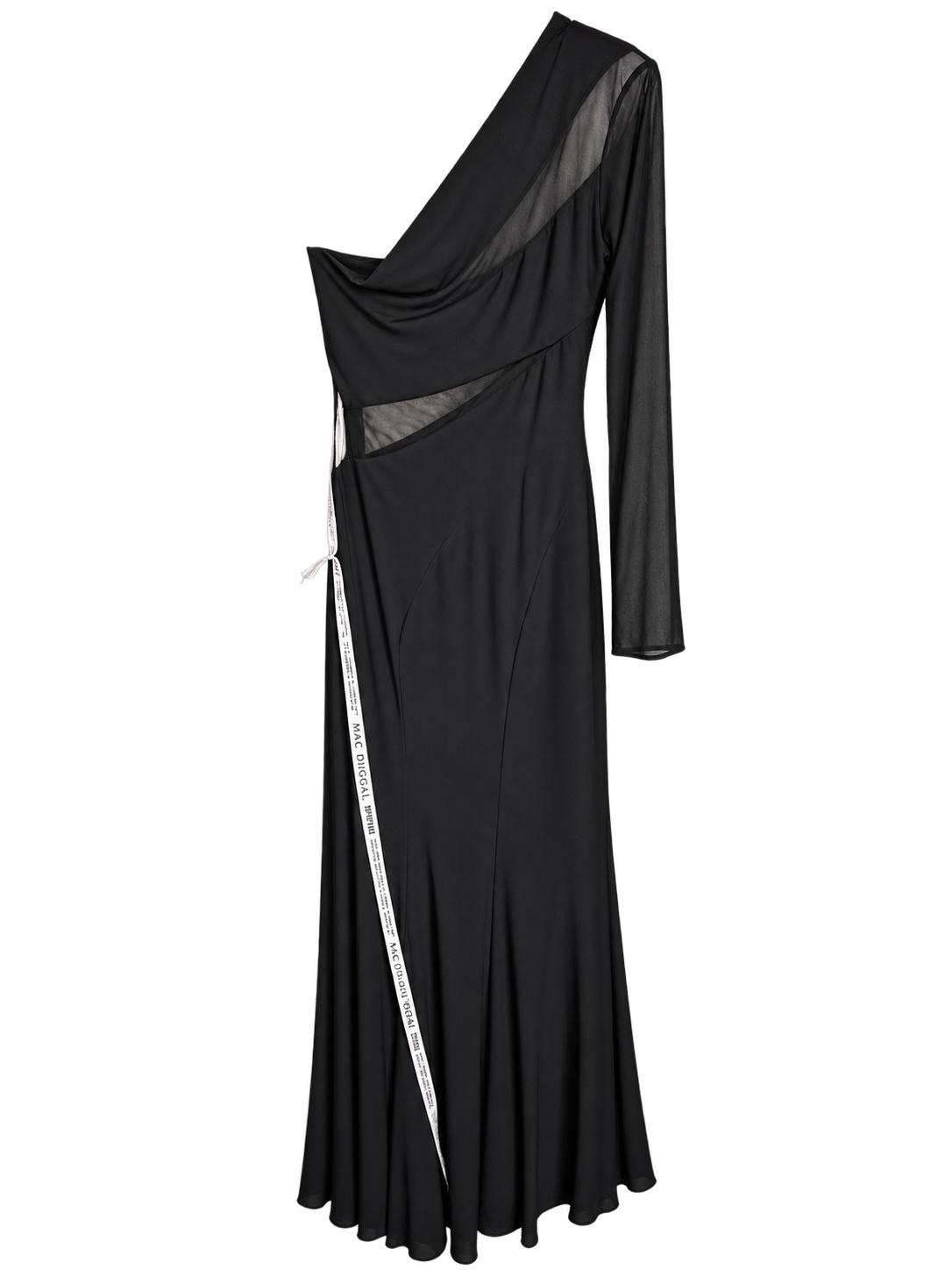 Ieena for Mac Duggal Black One-Shoulder Illusion Cutout Gown | Size: 4 | $398