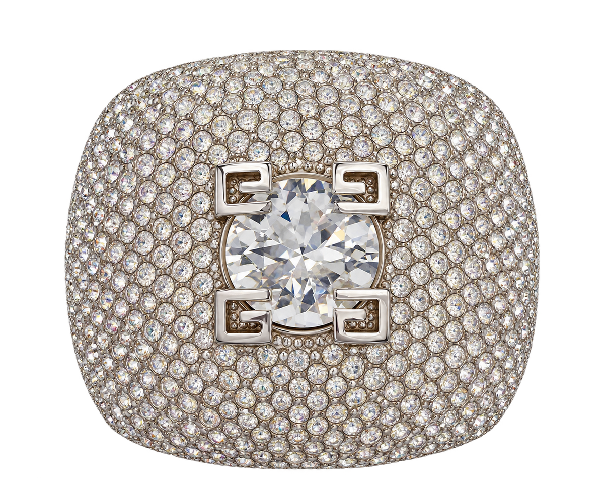 Givenchy 4G Claw Pavé Crystal Cuff Bracelet – Silver | New in Box