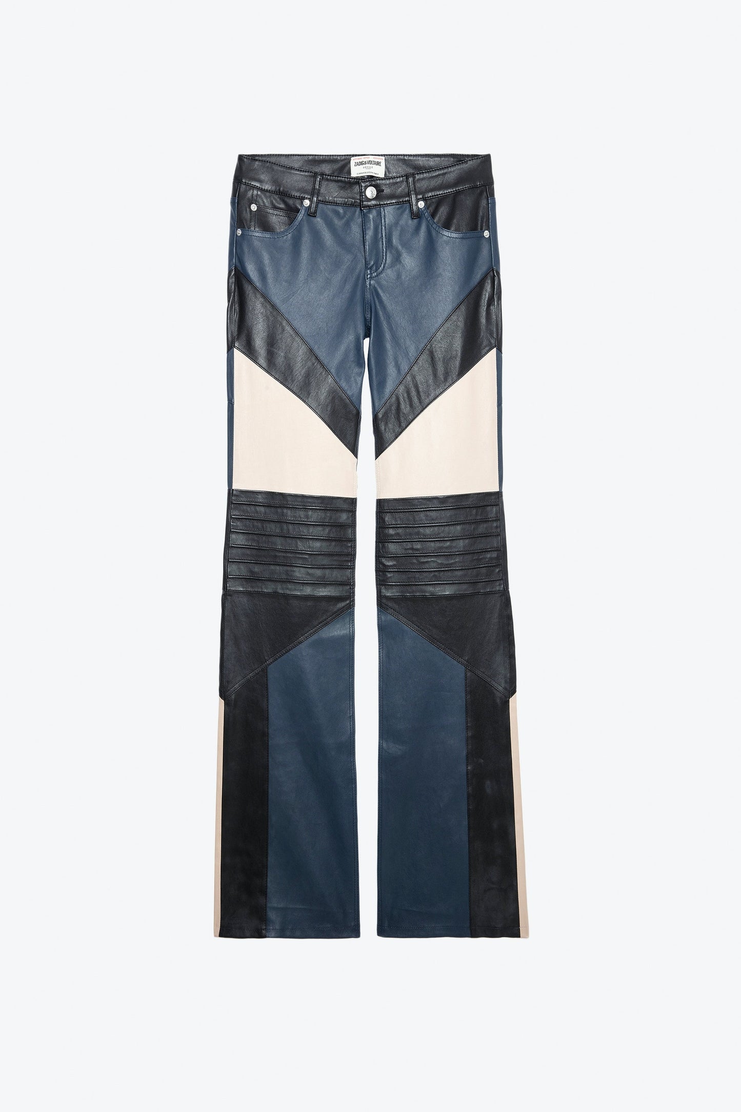 Zadig & Voltaire Paulin Mix Cuir Colorblock Leather Jeans Size 42 NWT