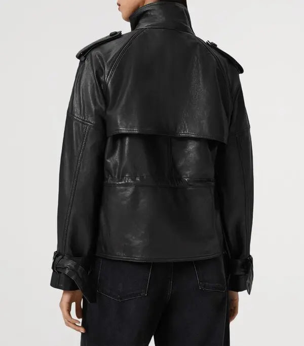 AllSaints Serene Black Lamb Leather Jacket – Large – New With Tags