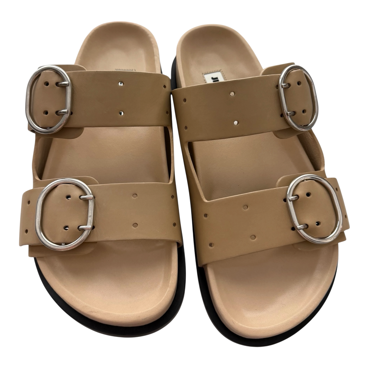 Jil Sander Agnellato Baby Calf Leather Buckle Sandals – Khaki, Size 37