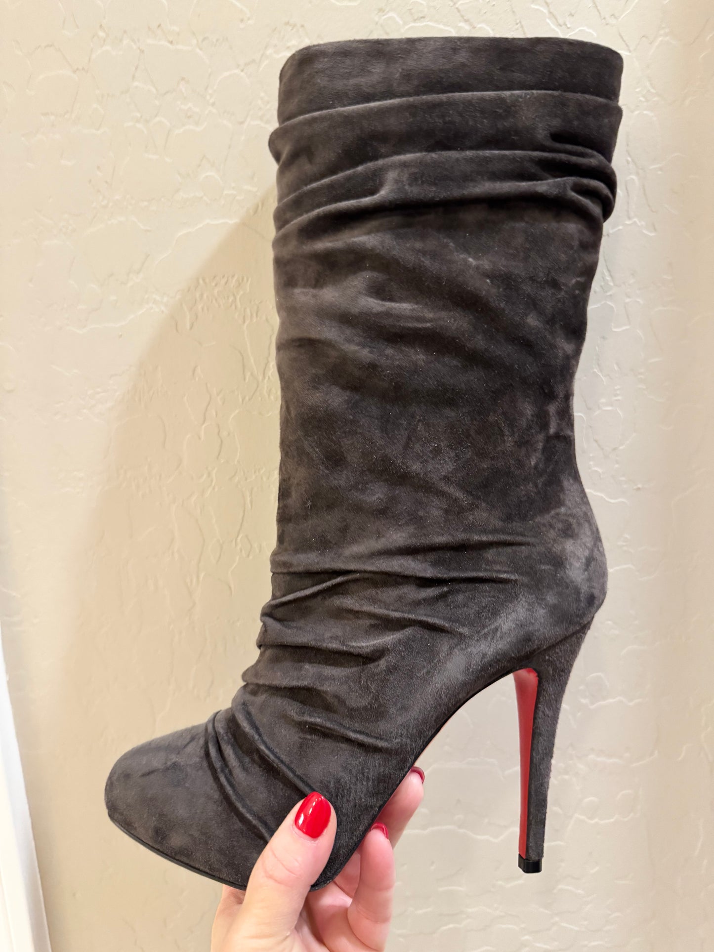 Christian Loboutin Piros 120 Suede Mid-Calf Boots Size: 37.5 (New)