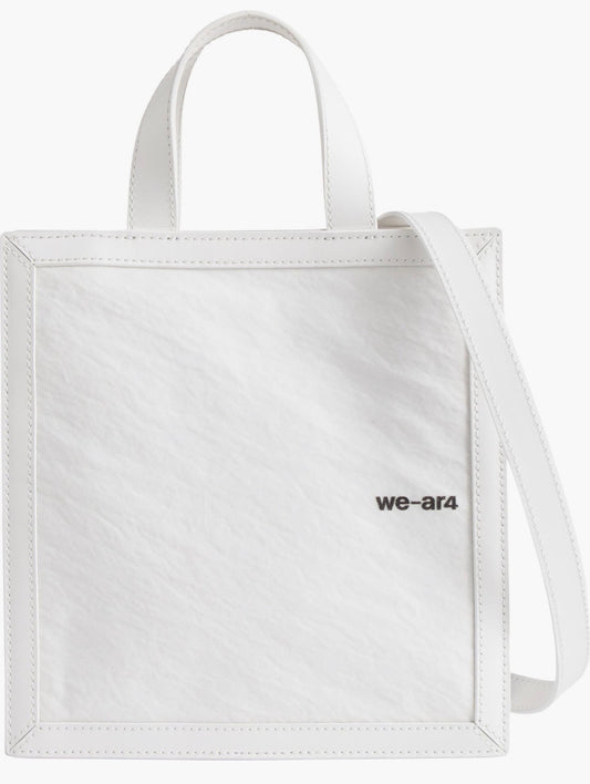 we-ar4 White Structured Crossbody Tote Bag | Minimalist Luxury Convertible Handbag | New