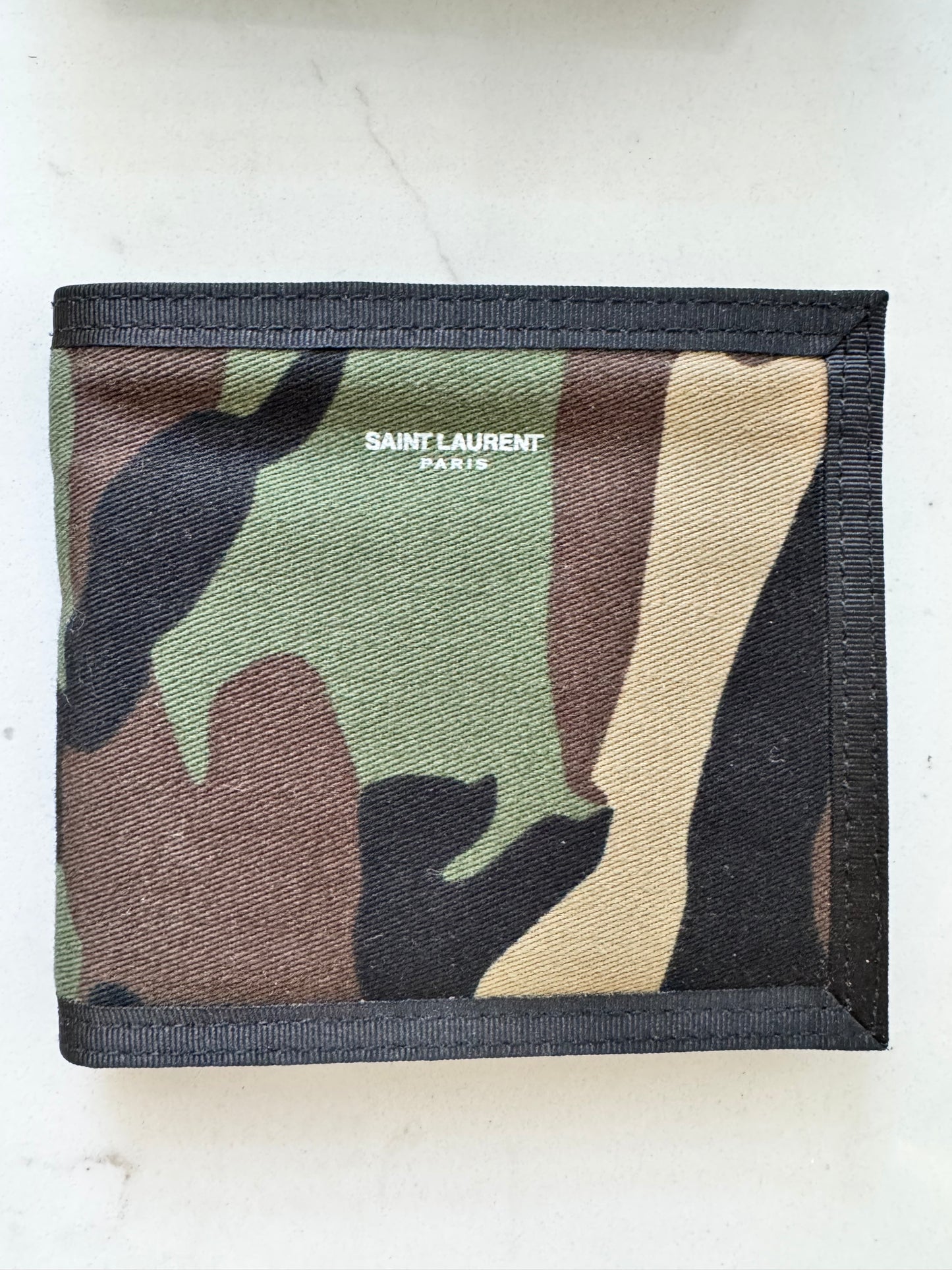 SAINT LAURENT Camouflage Canvas Bill Wallet (Bi-Fold)