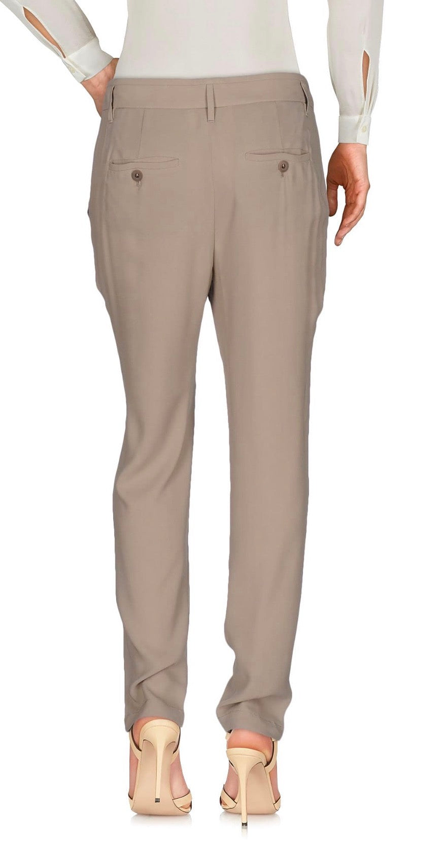 Brunello Cuchinelli Casual Silk Khaki Pants Size: 46/US10 (New)