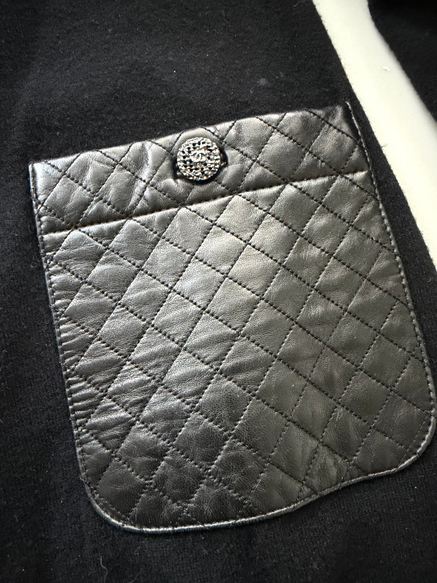 Chanel Vintage 2014 Wool|Cashmere Dress with Quilted Lambskin Leather Trim | Black | FR 40 | US 8