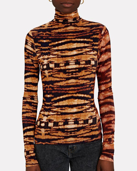 ULLA JOHNSON - Aurelia Tigers Eye Mesh Turtleneck Top (Pre-Loved) Size: M