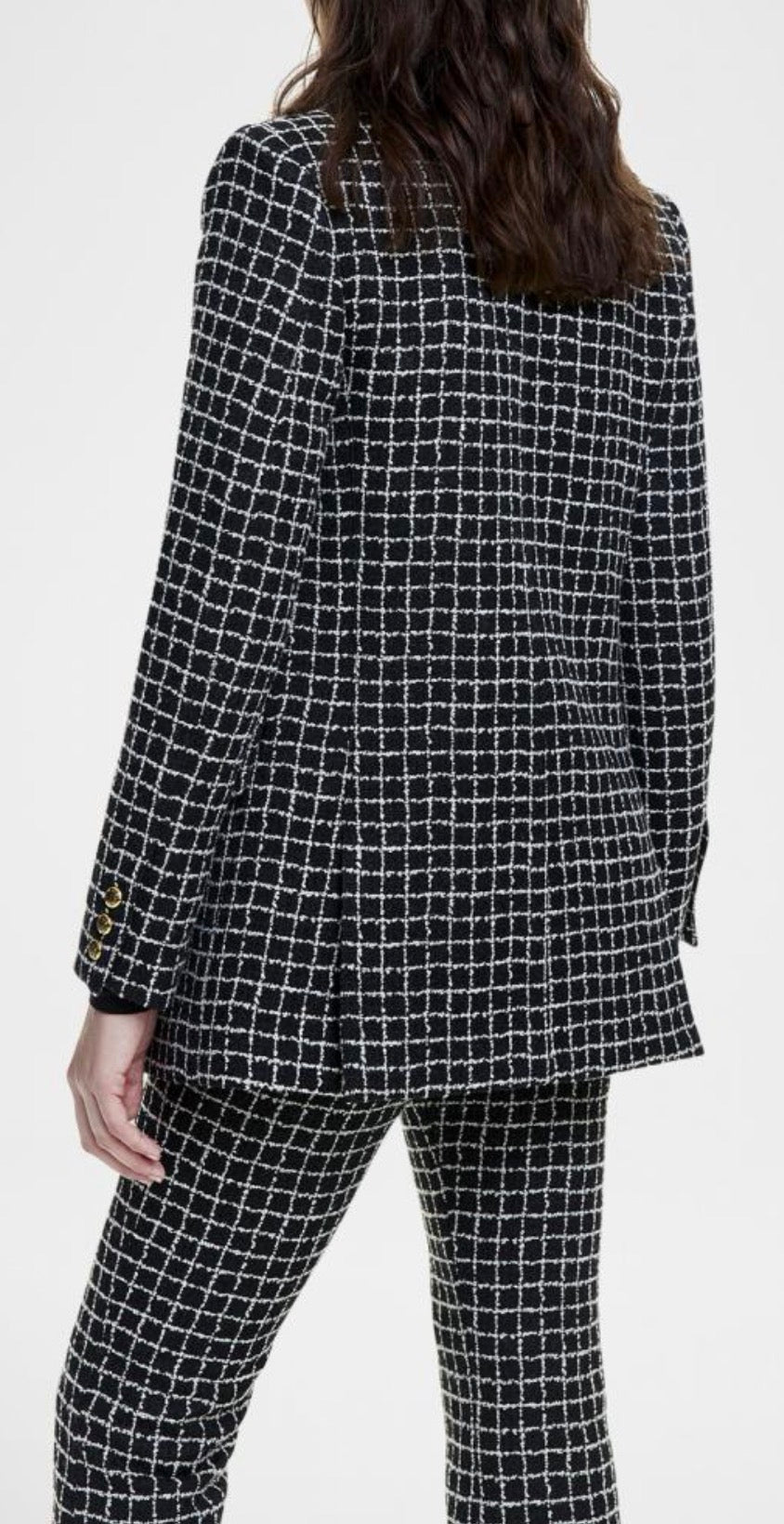Smythe Oversized Double-Breasted Blazer – Black & White Windowpane – Large – NWT