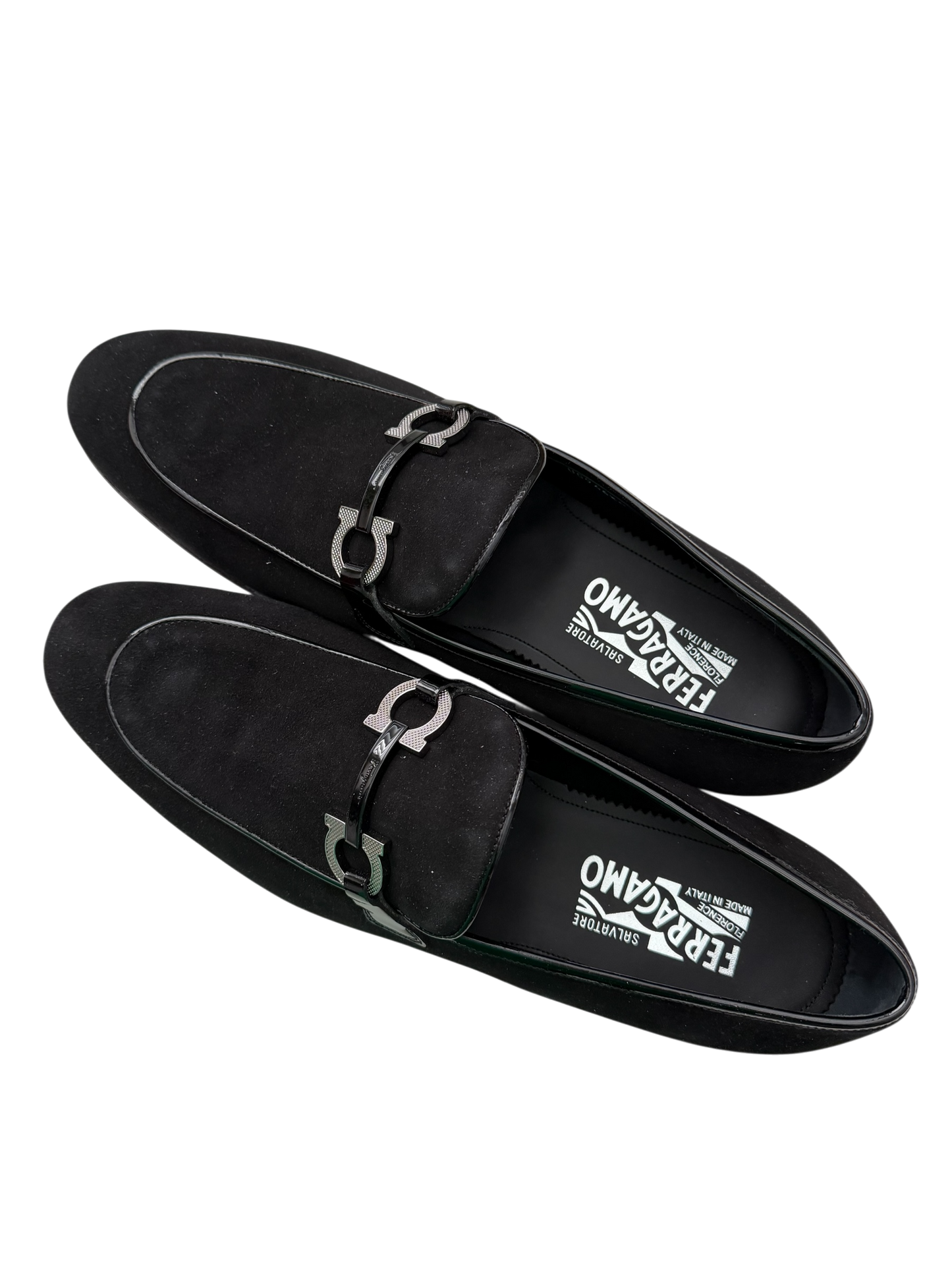 Salvatore Ferragamo Gancini Suede Loafers – Black | Made in Italy | Size 10 (New)