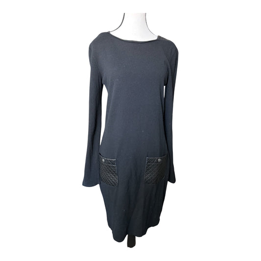 Chanel Vintage 2014 Wool|Cashmere Dress with Quilted Lambskin Leather Trim | Black | FR 40 | US 8