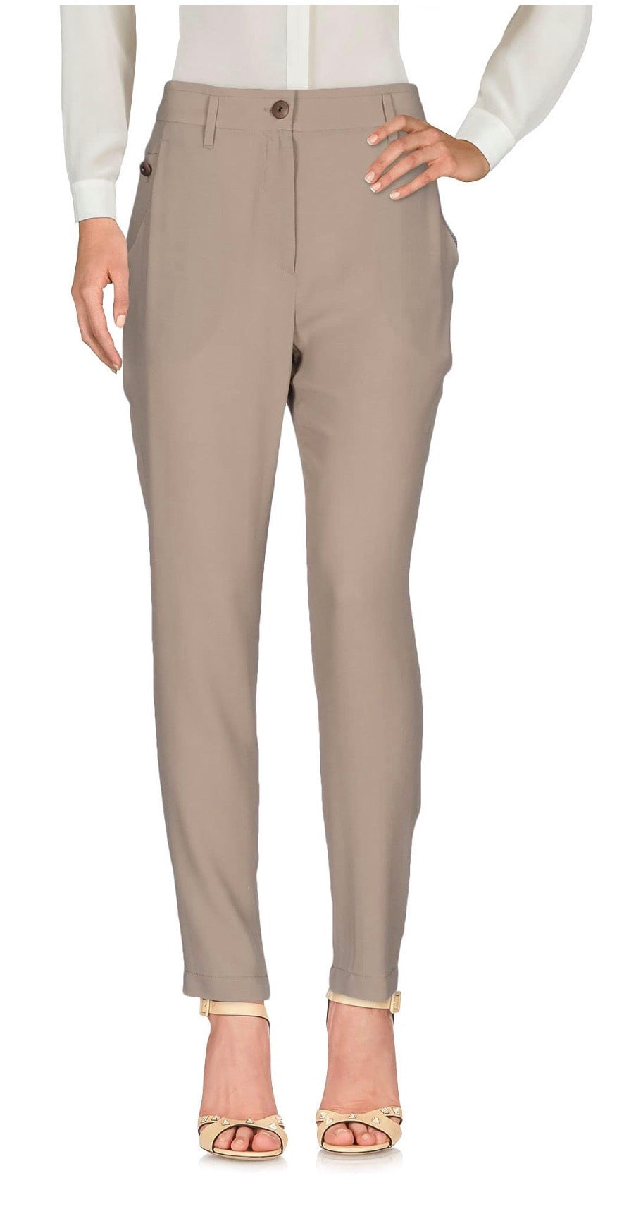 Brunello Cuchinelli Casual Silk Khaki Pants Size: 46/US10 (New)