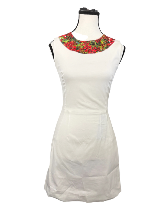 Dolce & Gabbana White Floral Embellished Sleeveless Dress NWT Size 38