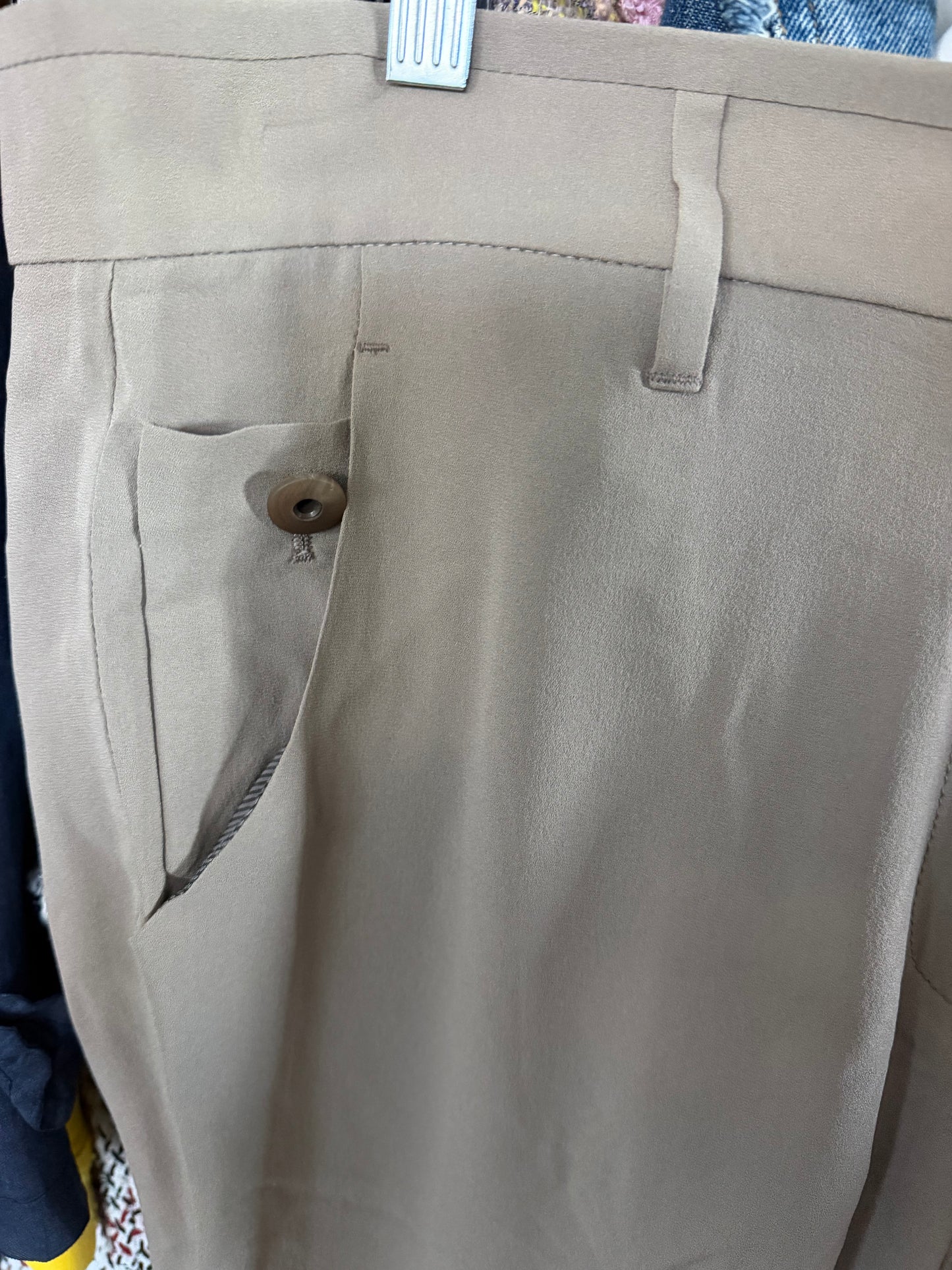 Brunello Cuchinelli Casual Silk Khaki Pants Size: 46/US10 (New)