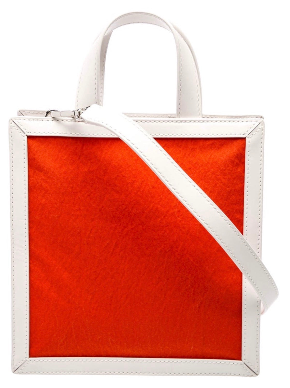 we-ar4 Orange & White Structured Crossbody Tote Bag | Minimalist Luxury Convertible Handbag | New